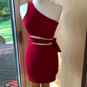 Cheryl Creations One Shoulder Dress Red Tween Dress, Size Small in EUC